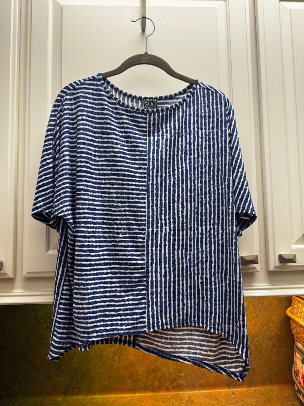 Blue and White A-Semmetrical Top